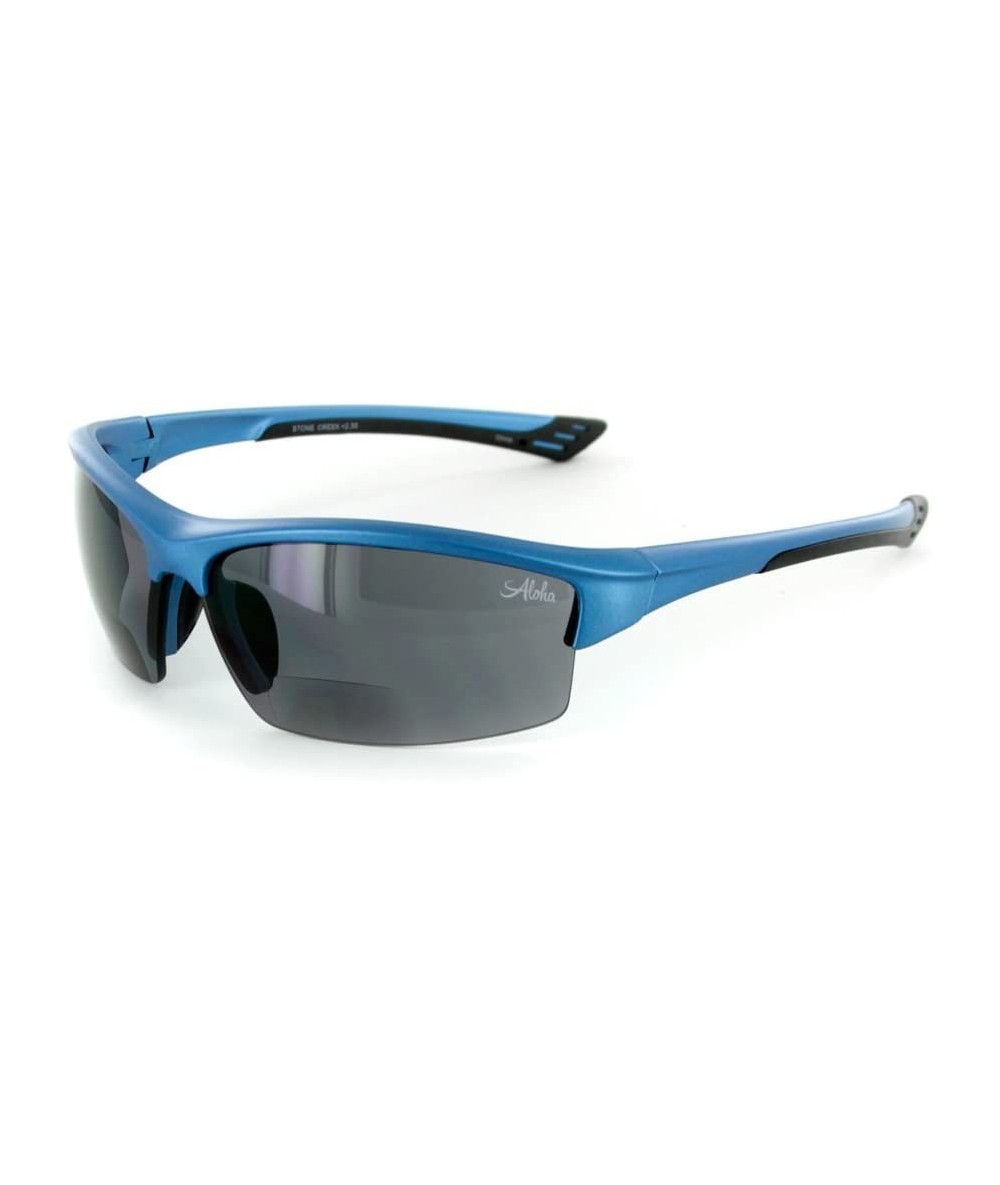 Square Stone Creek MX1 Men's Wrap-Around Bifocal Reading Sunglasses (Blue Skies +1.50) - Blue Skies W/ Smoke Lens - CN11OR897...