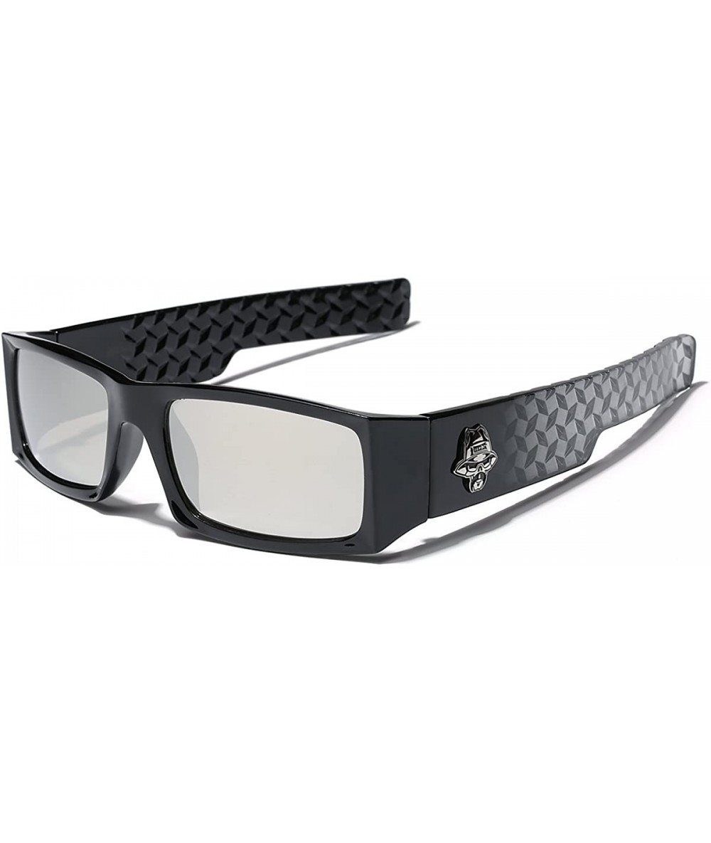 Rectangular Men Original Gangsta Shades Black Rectangle Frame Dark Mirrored Lens Hater Blockers Sunglasses - CD12NA1VVG6 $19.25