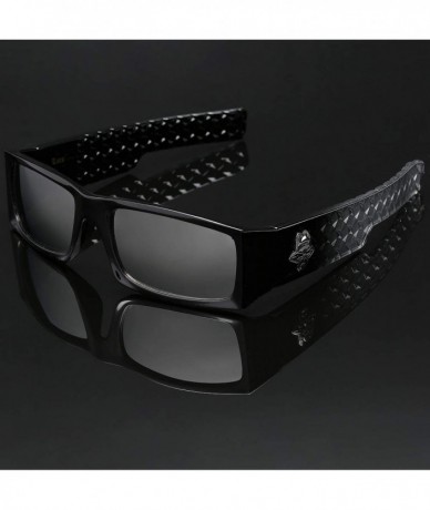 Rectangular Men Original Gangsta Shades Black Rectangle Frame Dark Mirrored Lens Hater Blockers Sunglasses - CD12NA1VVG6 $19.25