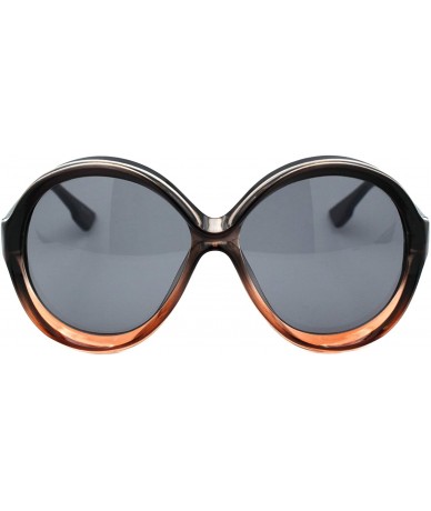 Round Vintage Round Sunglasses Womens Oversized Fashion Beveled Frame UV 400 - Grey Peach (Black) - CM193XN256I $21.37