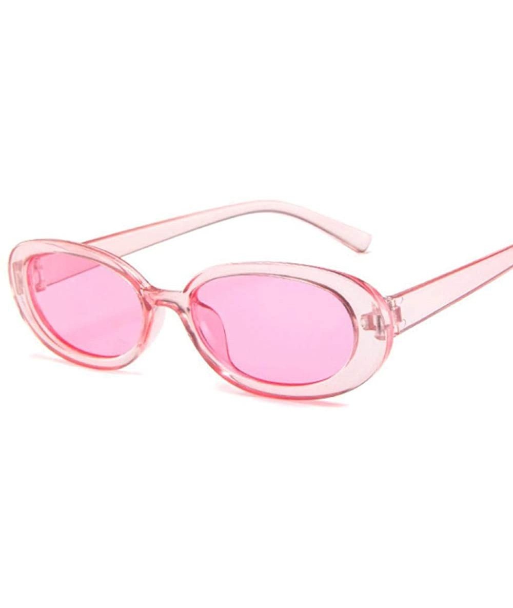 Oval Style Oval Sunglasses Women Vintage Retro Round Frame White Mens Sun Cows Color - Pink - C718XQYD3ER $18.39