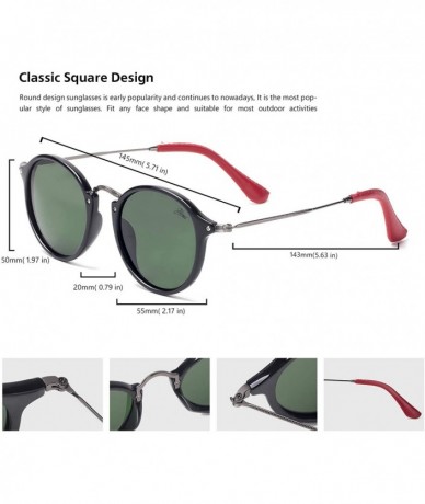 Wayfarer Retro Round Polarized Sunglasses for Women Men Classic Vintage Circle Shades - Darkgreen Lens/Black Frame - CM18TKSO...