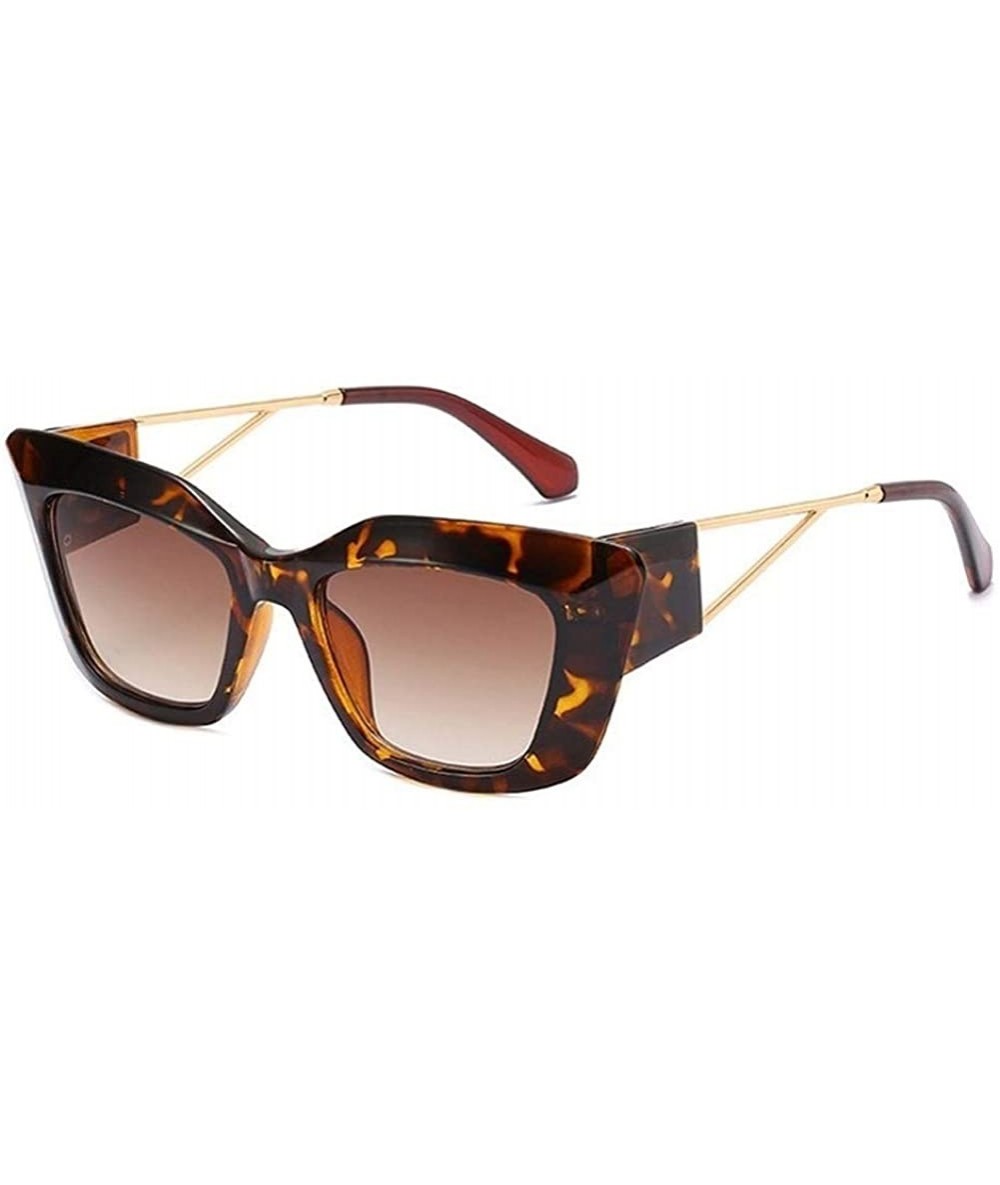 Cat Eye Thick Frame Cat Eye Sunglasses for Women Square Steampunk Shades Gradient Lens - Leopard Tea - CP1906DTL8I $23.92