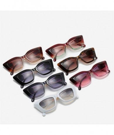 Cat Eye Thick Frame Cat Eye Sunglasses for Women Square Steampunk Shades Gradient Lens - Leopard Tea - CP1906DTL8I $23.92