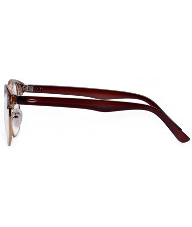 Shield Vintage Retro Classic Half Frame Horn Rimmed Clear Lens Glasses - Brown - CE1867KST8Z $17.73