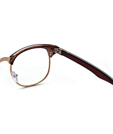 Shield Vintage Retro Classic Half Frame Horn Rimmed Clear Lens Glasses - Brown - CE1867KST8Z $17.73