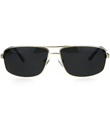 Rectangular Polarized Mens Narrow Rectangular Pilots Metal Rim Sunglasses - Gold Black - C818HGD783I $26.97