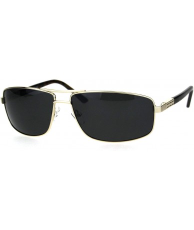 Rectangular Polarized Mens Narrow Rectangular Pilots Metal Rim Sunglasses - Gold Black - C818HGD783I $26.97