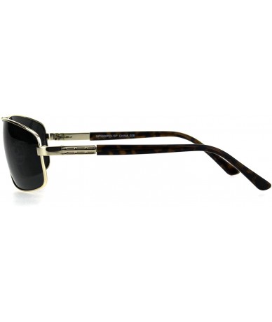 Rectangular Polarized Mens Narrow Rectangular Pilots Metal Rim Sunglasses - Gold Black - C818HGD783I $26.97