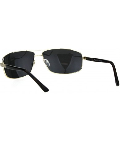 Rectangular Polarized Mens Narrow Rectangular Pilots Metal Rim Sunglasses - Gold Black - C818HGD783I $26.97