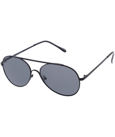 Rimless Classic Brow Bar Semi-Rimless Lens Aviator Sunglasses 57mm - Black / Smoke - CZ12O2YOIDC $20.16