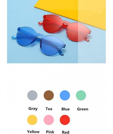 Rimless Summer Women Rimless Sunglasses Transparent Shades Sun Glasses Female Cool Candy Color UV400 Eyewear - Green - CY18T0...