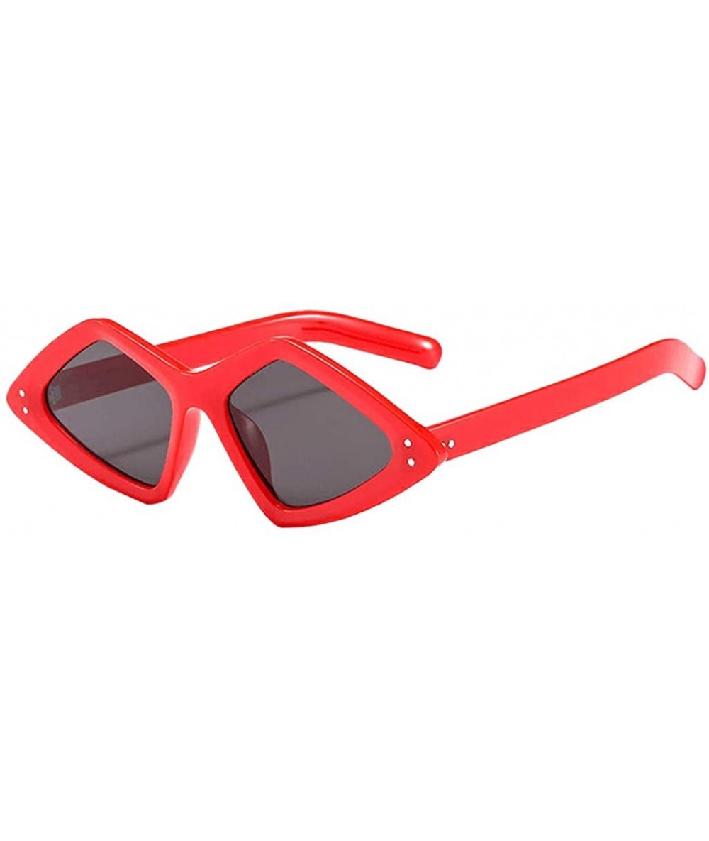 Sport Vintage Sunglasses For Women Retro Irregular Pc Material Frame Glasses Outdoor Eyewear Premium Eyeglasses - Red - CE18R...