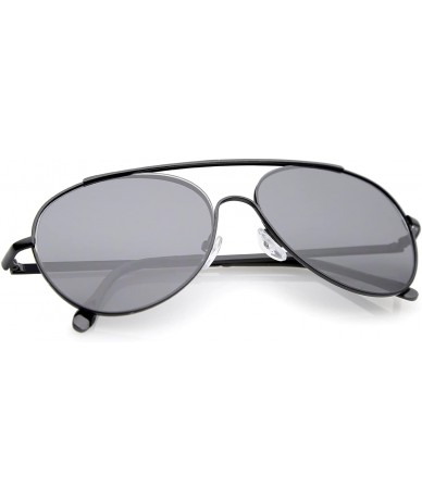 Rimless Classic Brow Bar Semi-Rimless Lens Aviator Sunglasses 57mm - Black / Smoke - CZ12O2YOIDC $20.16