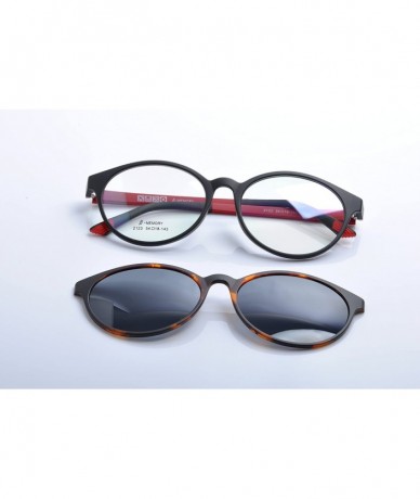 Rectangular Optical Eyeglasses Frames With Magnetic Polarized Sunglasses Clips - C007 - CP12IMQ7E2R $30.30