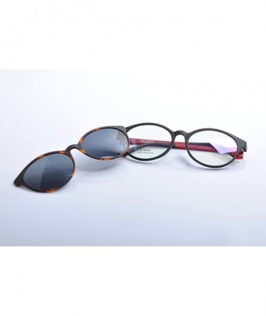 Rectangular Optical Eyeglasses Frames With Magnetic Polarized Sunglasses Clips - C007 - CP12IMQ7E2R $30.30