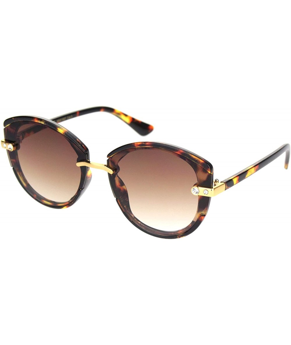 Butterfly Womens Rhinestone Jewel Trim Designer Butterfly Sunglasses - Tortoise Brown - CE18NWSLZ65 $23.23