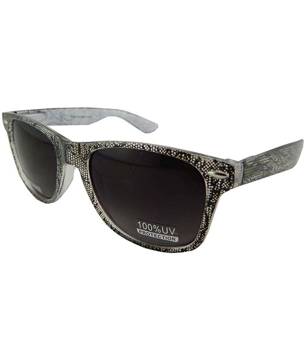 Wayfarer New Promotional Wayfarer Retro Sunglasses With Spring Temple - Black Lace - Clear - CQ11F4PH4E3 $20.51