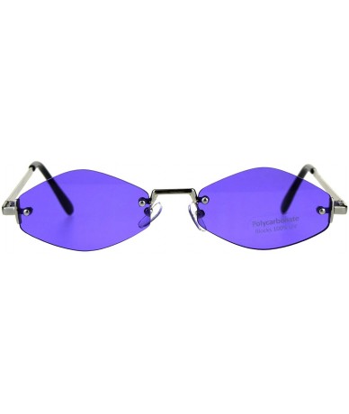 Rimless Womens Hippie Pimp Diamond Shape Rimless Metal Rim Sunglasses - Purple - C618D4HOXU7 $23.69