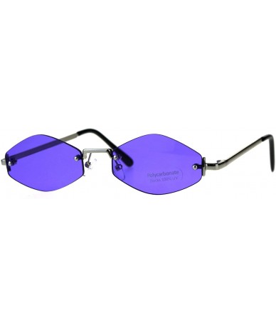 Rimless Womens Hippie Pimp Diamond Shape Rimless Metal Rim Sunglasses - Purple - C618D4HOXU7 $23.69