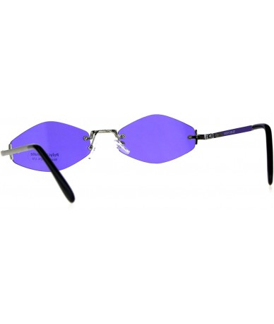 Rimless Womens Hippie Pimp Diamond Shape Rimless Metal Rim Sunglasses - Purple - C618D4HOXU7 $23.69