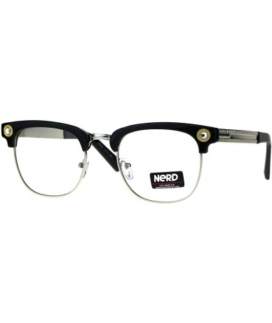 Square Designer Fashion Clear Lens Glasses Rhinestone Square Eyeglasses UV 400 - Black Silver - CG180WR95LA $19.79