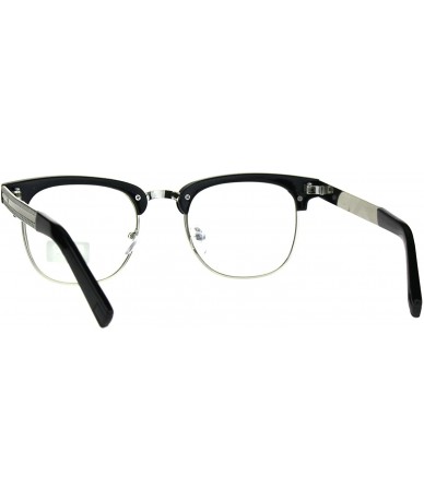 Square Designer Fashion Clear Lens Glasses Rhinestone Square Eyeglasses UV 400 - Black Silver - CG180WR95LA $19.79