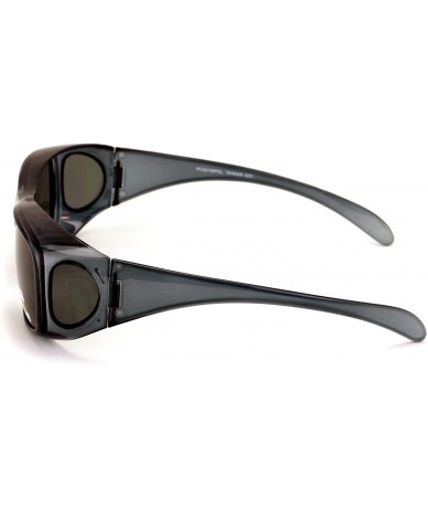 Rectangular Polarized Fit Over Glasses Sunglasses 63mm Rectangular Frame Black Brown - Gray - C6192RYRMDT $23.16