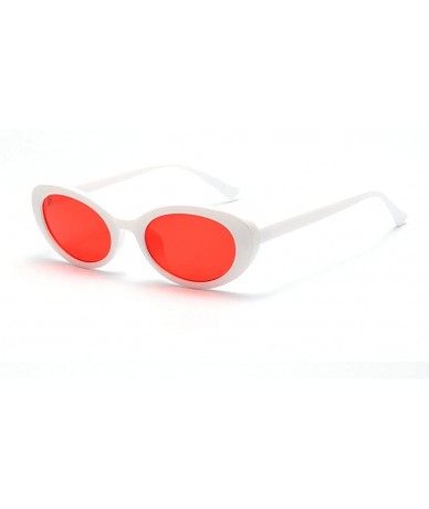 Oval Super Cute Small Oval Shaped unisex 2018 Hot Sale Chic Glasses UV400 - White Red - CC18C8KTULT $20.56