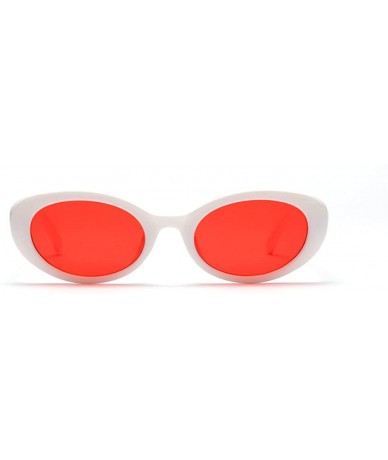 Oval Super Cute Small Oval Shaped unisex 2018 Hot Sale Chic Glasses UV400 - White Red - CC18C8KTULT $20.56