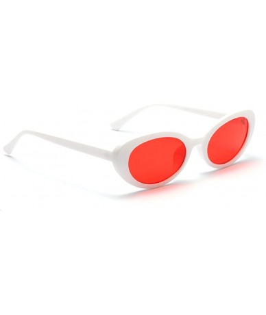 Oval Super Cute Small Oval Shaped unisex 2018 Hot Sale Chic Glasses UV400 - White Red - CC18C8KTULT $20.56