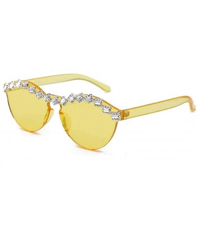 Oversized Diamond Sunglasses Rhinestone Eyeglasses Transparent - 10 - CT198GK7E4L $43.06