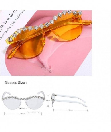 Oversized Diamond Sunglasses Rhinestone Eyeglasses Transparent - 10 - CT198GK7E4L $43.06