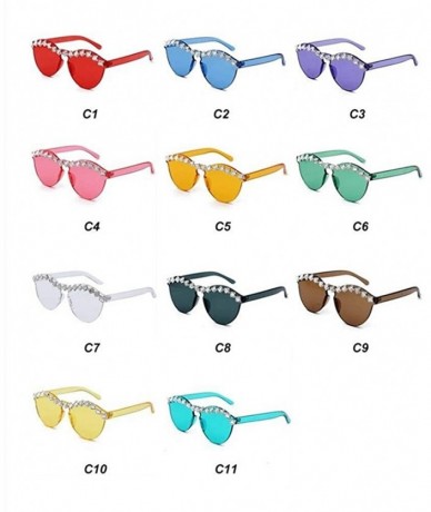 Oversized Diamond Sunglasses Rhinestone Eyeglasses Transparent - 10 - CT198GK7E4L $43.06