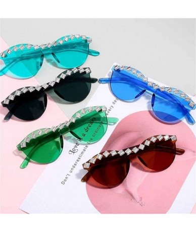 Oversized Diamond Sunglasses Rhinestone Eyeglasses Transparent - 10 - CT198GK7E4L $43.06