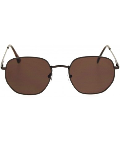 Rectangular Retro Metal Rim Rectangular Classic Dad Sunglasses - All Brown - C118SHNLRIR $22.39