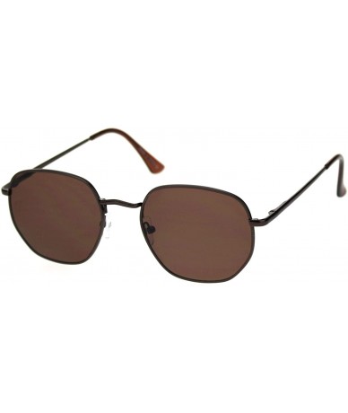 Rectangular Retro Metal Rim Rectangular Classic Dad Sunglasses - All Brown - C118SHNLRIR $22.39