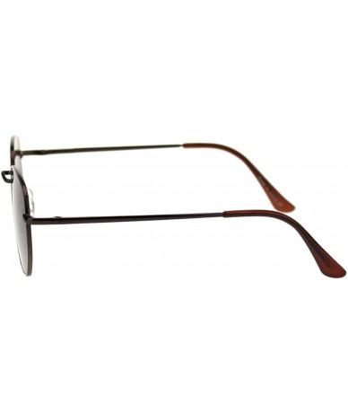 Rectangular Retro Metal Rim Rectangular Classic Dad Sunglasses - All Brown - C118SHNLRIR $22.39