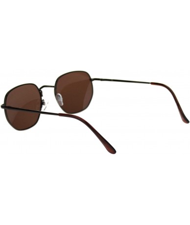 Rectangular Retro Metal Rim Rectangular Classic Dad Sunglasses - All Brown - C118SHNLRIR $22.39