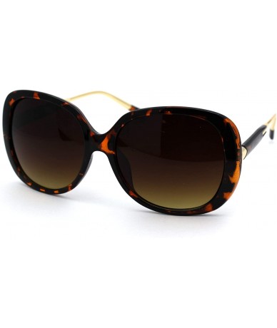 Rectangular Womens Rectangular Mod Minimal Butterfly Designer Sunglasses - Tortoise Gold Brown - CH18WEI2KIE $23.16