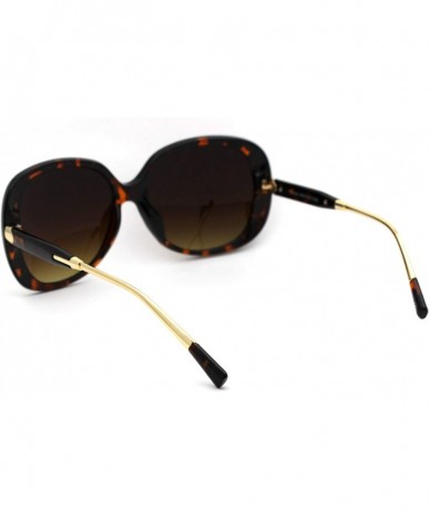 Rectangular Womens Rectangular Mod Minimal Butterfly Designer Sunglasses - Tortoise Gold Brown - CH18WEI2KIE $23.16