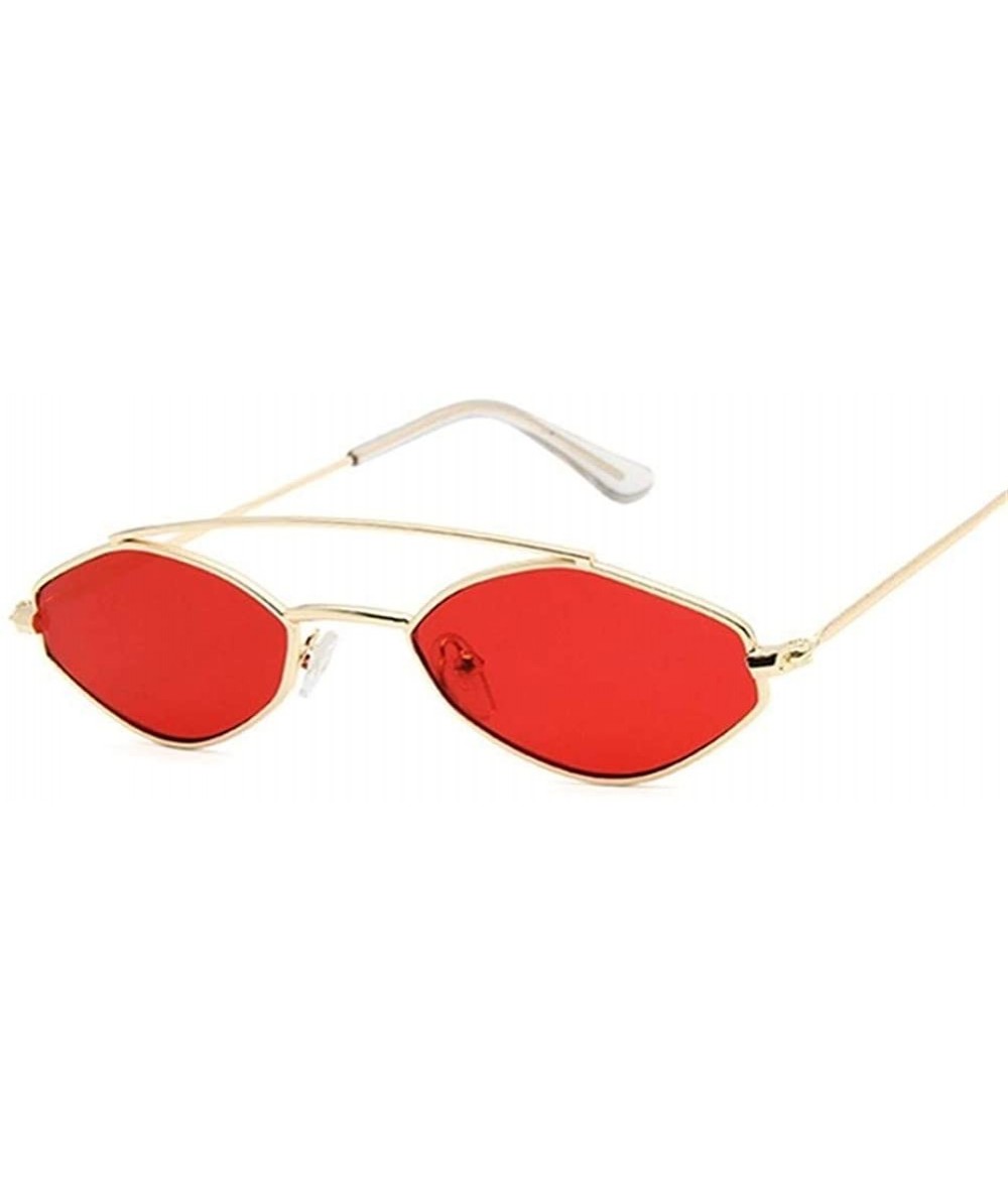 Cat Eye Women Cat Eye Sunglasses Cute Sexy Summer Retro Small Frame Black Red Cateye Sun Glasses - Goldred - CS198XTN6UN $20.77