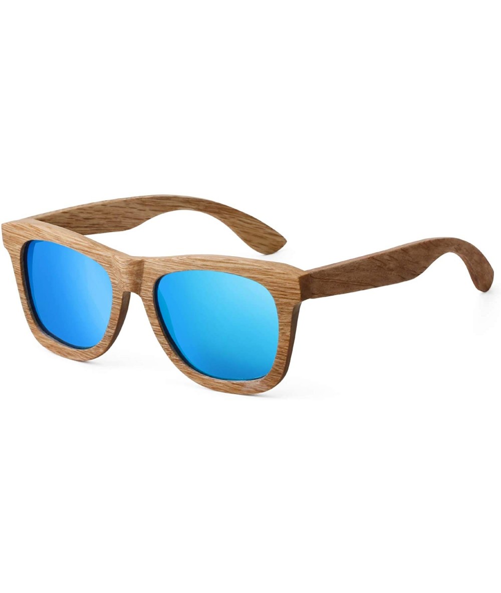 Sport Polarized Sunglasses for Men and Women - Handmade Wood Glasses/Real Wooden Sunglasses - Blue - CD18U0ZWH02 $28.93