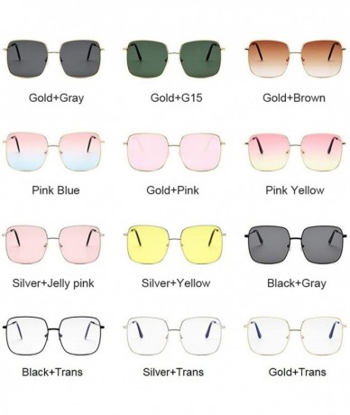 Square Retro Big Square Sunglasses Women Brand Designer Pink Sun Glasses Ladies Alloy Quality Female Oculus De Sol - CA197Y75...