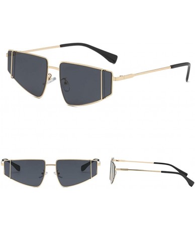 Oversized Vintage Aviator Square Sunglasses for Men Women Gold Frame Retro Brand Designer Classic Sunglasses - Black - CC18TR...