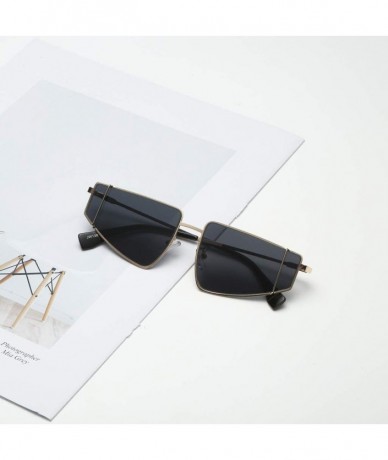 Oversized Vintage Aviator Square Sunglasses for Men Women Gold Frame Retro Brand Designer Classic Sunglasses - Black - CC18TR...