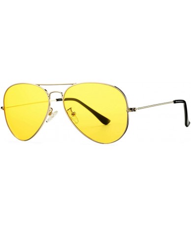 Aviator Aviator Sunglasses for Women Men Lightweight Metal Frame 100% UV Protection - Gold Frame / Yellow Lens - C31900DL8HU ...