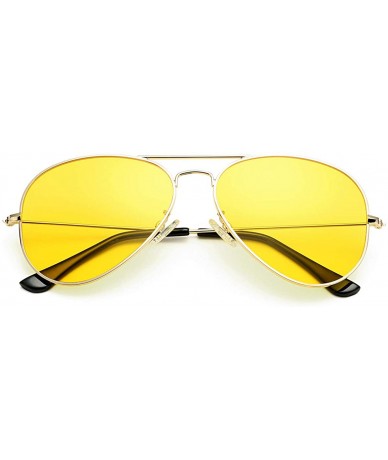 Aviator Aviator Sunglasses for Women Men Lightweight Metal Frame 100% UV Protection - Gold Frame / Yellow Lens - C31900DL8HU ...