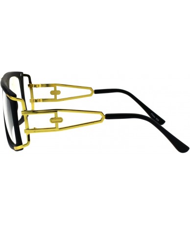 Rectangular Mens Flat Top Nerdy Hip Hop Rapper Luxury Art Deco Clear Lens Eye Glasses - Matte Black Gold - C718EKA5CCA $23.54