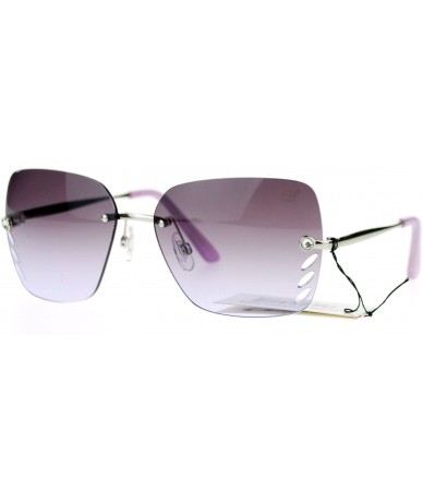 Rimless Whisker Vent Lens Luxury Designer Fashion Rimless Sunglasses - Silver Purple - CR11ATATNAD $22.43